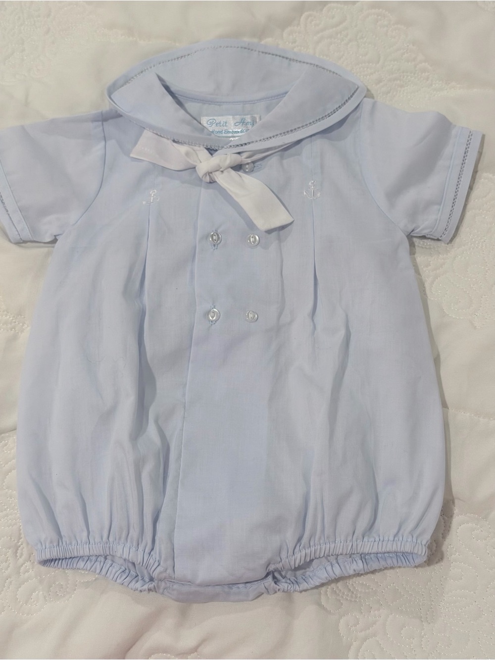 Petit Ami Light Blue Sailor Bubble One-Piece